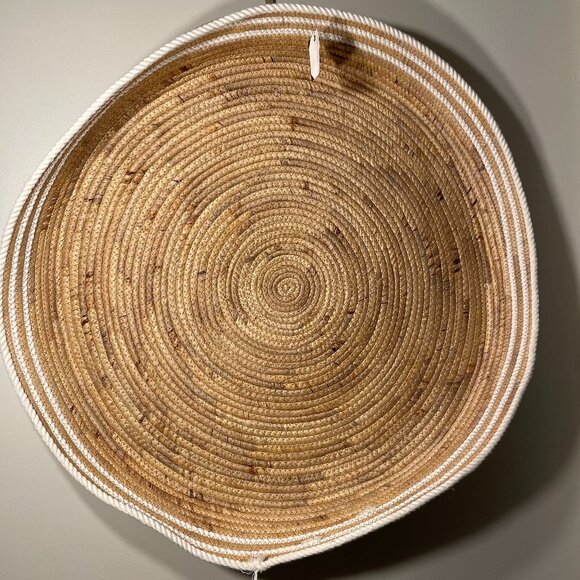 Large Round Woven Wall Basket - 31.5 X 31.5 X 3.1 in. with Wall Hanging Hook